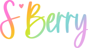 Colorful text reading "S'Berry" in handwritten style using pink, green, purple, and orange colors.