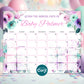 Floral baby shower prediction calendar sign guess baby due date game printable editable baby shower activity