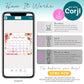 Infographic showing steps to edit with Corjl: purchase a design, edit online, then print or share; demo is available; floral-themed invitation template displayed on a smartphone.