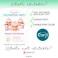 Editable cupcake invitation template showing customizable text, fonts, and colors, graphics not editable, Corjl instant download birthday invite