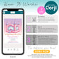 How to edit bounce house birthday invitation template in Corjl on phone, instant access digital invite, customize, download, and print or share