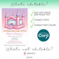 Editable bounce house birthday invitation template showing text editing, font and color changes allowed, graphics not editable, Corjl template