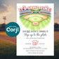 Baseball birthday invitation template with stadium field illustration, “It’s Game Time” sports party invite, editable Corjl design