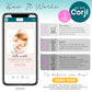 How to edit Corjl template infographic showing steps to purchase, customize, and download baby announcement template