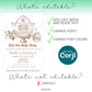 Editable farm birthday invitation template showing text editing, font and color changes allowed, graphics not editable, Corjl template