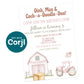 Printable pink farm birthday invitation with barn, tractor and hay bale illustration, girl barnyard birthday invite editable template