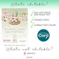 Editable cowgirl first birthday invitation template showing text editing, font and color changes, graphics not editable Corjl template