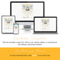 Editable western first birthday invitation boy with blue cake and cow print gifts shown on desktop, laptop, tablet and phone, Corjl instant download