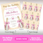 Pop the bubbly bachelorette invitation with champagne bottle design and matching patterned back, editable bridal party invite template