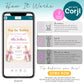 How to edit champagne bachelorette invitation template using Corjl on mobile device, instant download bridal invite