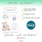 Editable baby shower invitation template showing text customization font changes and color editing in Corjl