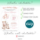 Editable baby shower invitation template showing text customization font changes and color editing in Corjl