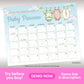 Locally grown baby shower prediction calendar printable guess baby due date game sign farm theme editable template