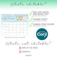 Editable baby shower prediction game template showing customizable text fonts colors Corjl printable calendar