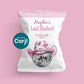 Pink cowgirl disco “Last Rodeo” bachelorette chip bag mockup with editable Corjl template for party favors