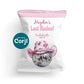 White background mockup of pink cowgirl disco bachelorette chip bag with disco ball and cowboy hat design, editable party favor template