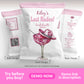 Last Rodeo bachelorette party chip bag template front and back design with pink margarita glass, cowgirl hat, QR code, and customizable text for western bridal party favors.