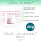 Editable bachelorette chip bag template features including customizable text areas, font and color changes, and non-editable graphics using Corjl.