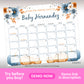 Fall baby shower prediction calendar printable pumpkin baby due date game sign blue orange editable template
