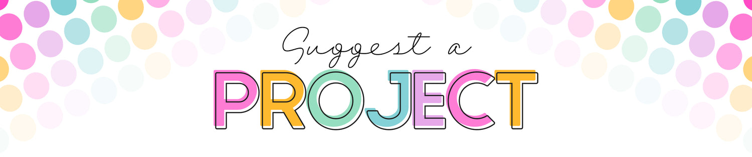 Text saying "Suggest a Project" with colorful dotted patterns in the background.